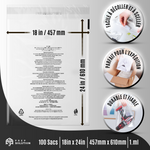Sachets Plastique Transparents pour emballage Amazon FBA - Lot de 100 | Fermeture Adhésive & Avertissement de Suffocation Multilingue