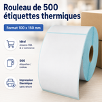 Rouleau 500 étiquettes expéditions 100mm x 150mm