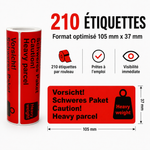 Étiquettes Poids Lourd, 105mm x 37mm, 210 Étiquettes