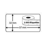 Rouleau de 1000 etiquettes compatibles LabelWriter 32 x 57 mm amovibles papier blanc