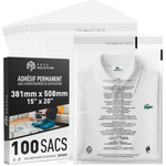 Sachets Plastique Transparents pour emballage Amazon FBA - Lot de 100 | Fermeture Adhésive & Avertissement de Suffocation Multilingue