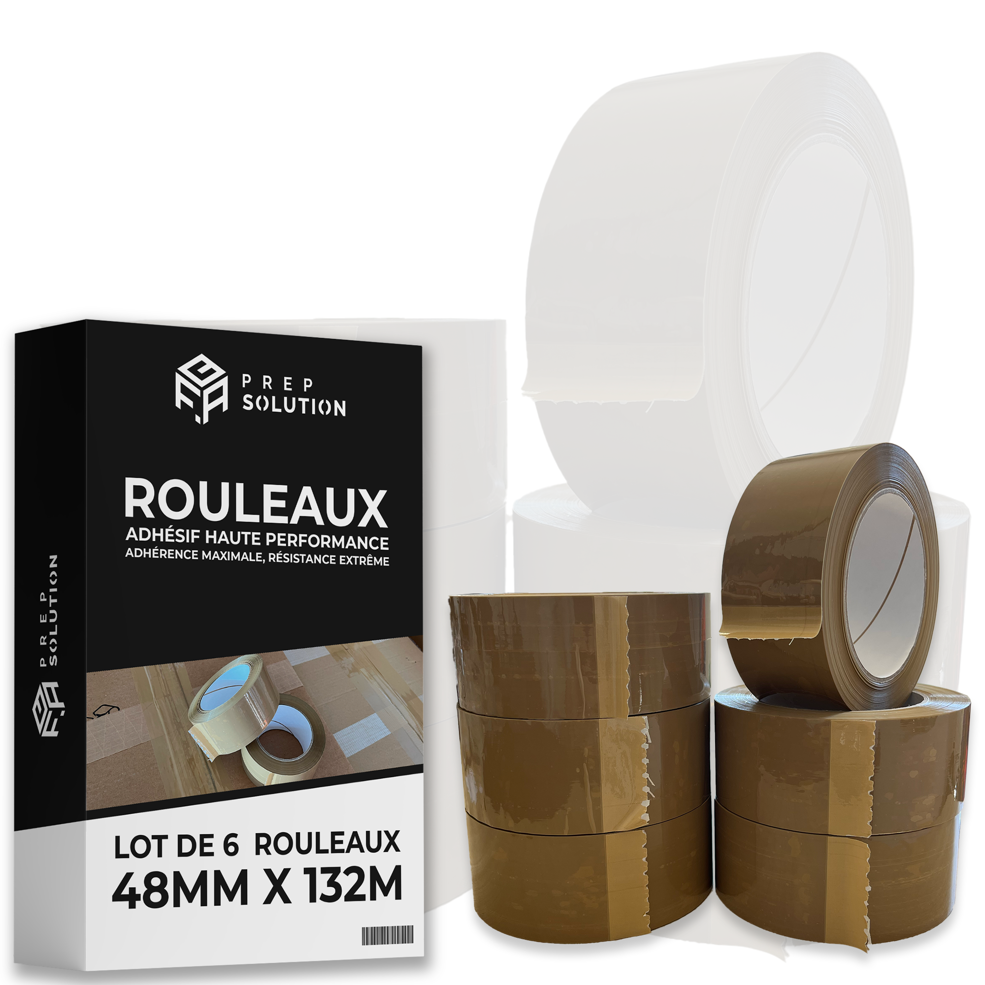 Lot de 6 Rouleaux Adhésif Haute Performance – Gamme Savane – 48mm x 132m