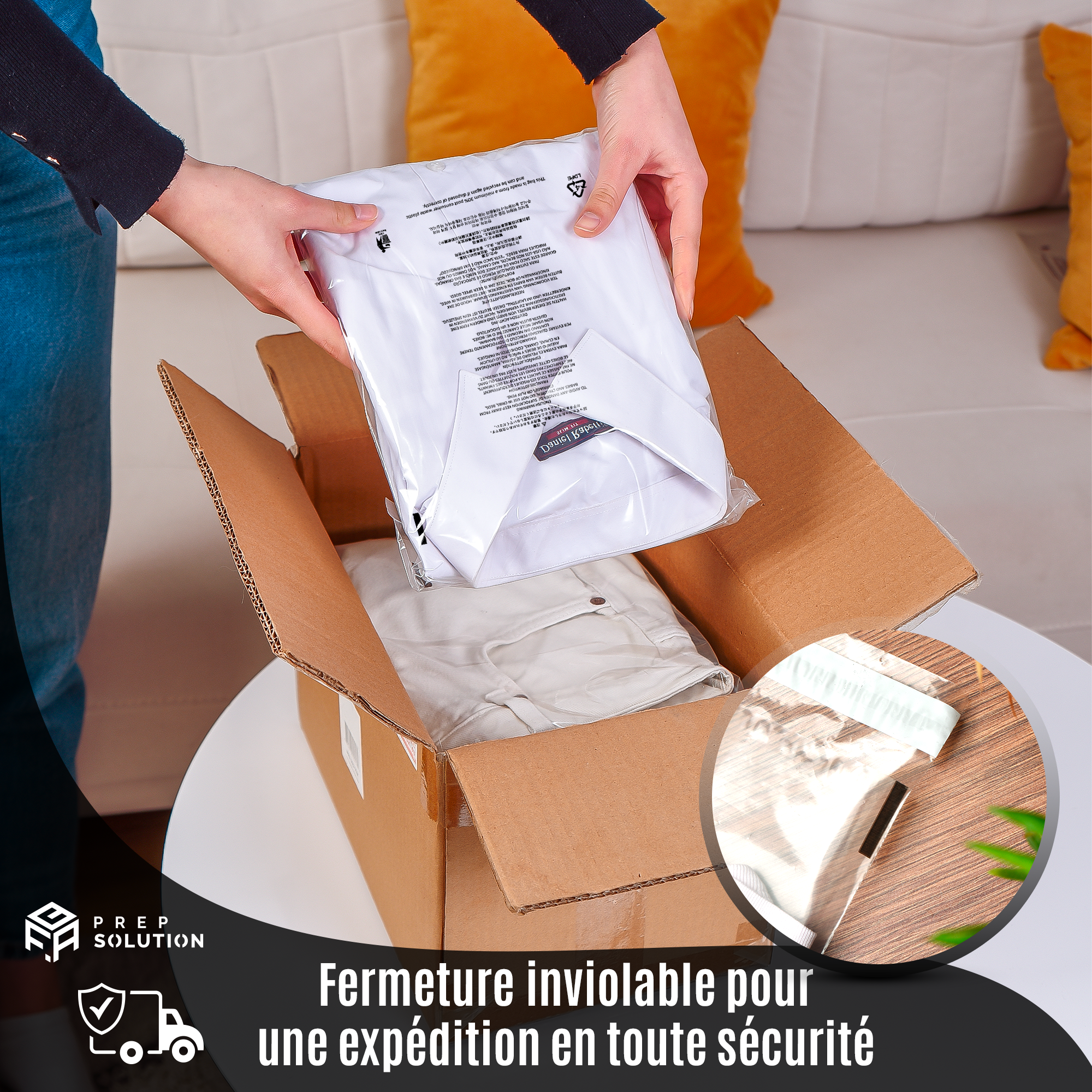 Sachets Plastique Transparents pour emballage Amazon FBA – Lot de 100 | Fermeture Adhésive & Avertissement de Suffocation Multilingue