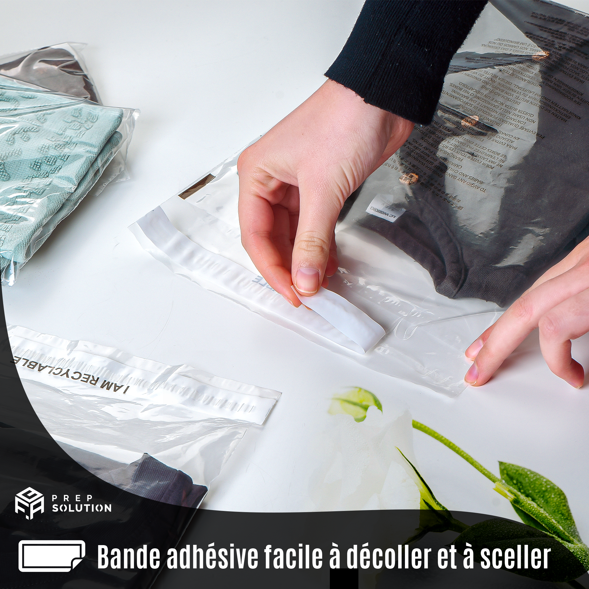 Sachets Plastique Transparents pour emballage Amazon FBA – Lot de 100 | Fermeture Adhésive & Avertissement de Suffocation Multilingue